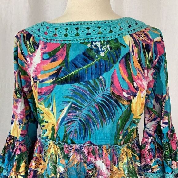 Anthropologie Kitsch & Pop Boho Lace Blouse Top Tassel Tie Women’s M/L - Picture 8 of 10